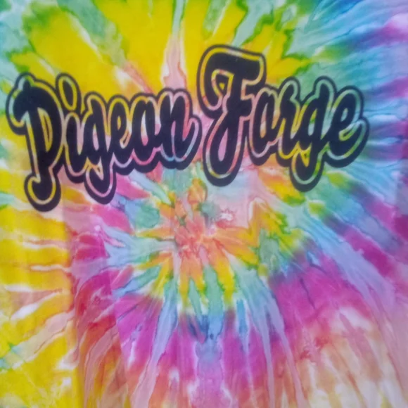 Jerzees Mens S/S Tie Dye Pigeon Forge Pullover Crew Neck Shirt Tee L - Picture 2 of 4
